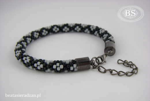 Czarno-szara bransoletka handmade wykonana z koralików toho